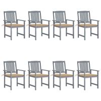 Tuinstoelen 8 st met kussens massief acaciahout grijs - thumbnail