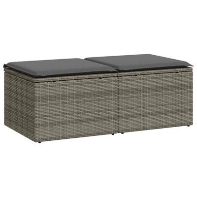 2-delige Loungeset met kussens poly rattan acacia grijs