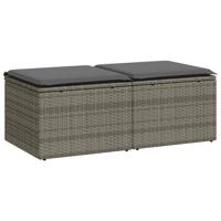 2-delige Loungeset met kussens poly rattan acacia grijs - thumbnail