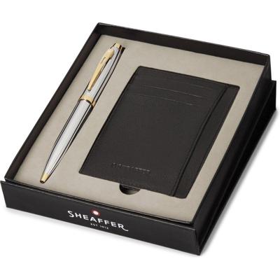 Sheaffer SF-G2934251-2 Balpen 300 M Giftset Bright Chrome Gold Tone + Creditcardhouder Sheaffer SF-G2934251-2 Balpen 300 M Giftset Bright Chrome Gold Tone + Creditcardhouder