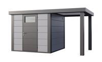 Telluria | Tuinhuis Classico 2424 met Overkapping Open Lounge Small | Rechts | Lichtgrijs - thumbnail