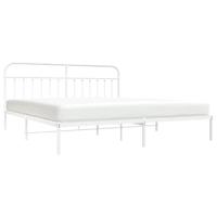 Bedframe met hoofdbord metaal wit 200x200 cm - thumbnail