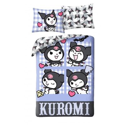 Kuromi Dekbedovertrek blocks 140 X 200 cm - 70x90 cm - lila/paars Polyester