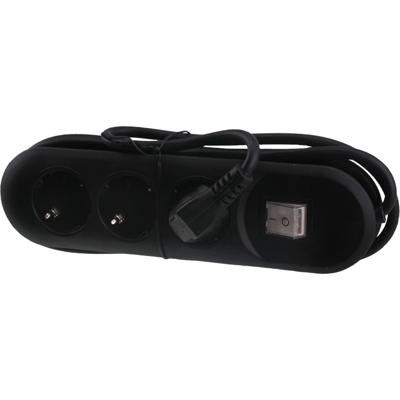 stekkerdoos - 3 aansluitingen - randaarde - aan/uit schakelaar - 1.5 meter - zwart stekkerdoos - 3 aansluitingen - randaarde - aan/uit schakelaar - 1.5 meter - zwart