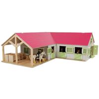 Kids Globe globe paardenhoekstal met 3 boxen en berging roze 1:24 - thumbnail