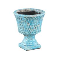 Ptmd fredy blauw keramiek visnet pot op basis s - thumbnail