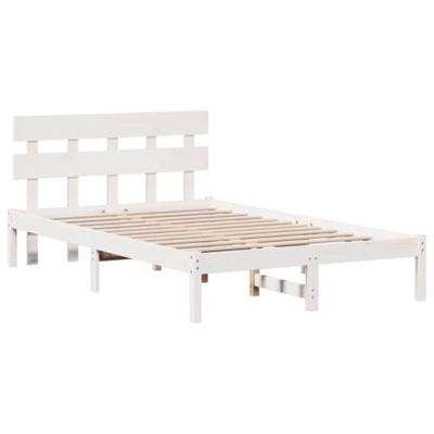 Bedframe met hoofdeinde Wit 140 x 190 cm Massief grenenhout
