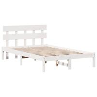 Bedframe met hoofdeinde Wit 140 x 190 cm Massief grenenhout - thumbnail