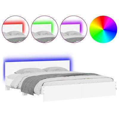 Bedframe met hoofdeinde en LED-verlichting wit 200x200 cm