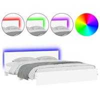 Bedframe met hoofdeinde en LED-verlichting wit 200x200 cm - thumbnail
