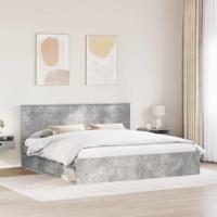 Bedframe met hoofdeinde Beton 200 x 200 cm Massief grenenhout - thumbnail
