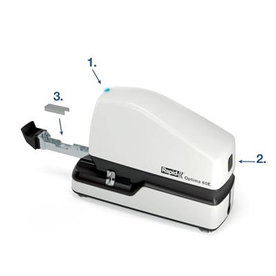Rapid elektrische nietmachine Optima 60E, contactloos, 60 blad, wit/zwart
