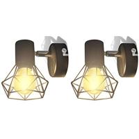 VidaXL Wandlampen 2 st met led industriële stijl zwart - thumbnail