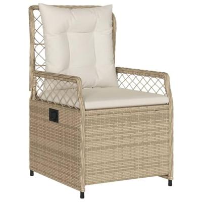 3-delige Tuinset met kussens poly rattan beige
