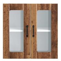 Keukenbovenkast met glazen deur Lucca bewerkt hout oud houtkleurig - thumbnail