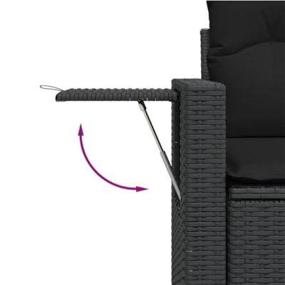 11-delige Loungeset met kussens poly rattan zwart