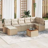 Tuinbankenset met kussen 8 pcs Beige poly rattan - thumbnail