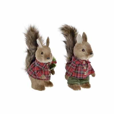 Kerstversiering DKD Home Decor Polyester Eekhoorn (2 pcs) (12 x 15 x 25 cm)