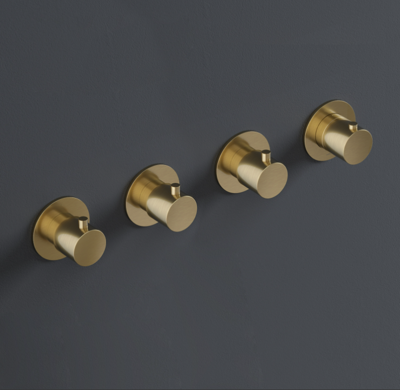 Afbouwdeel Hotbath Cobber Douche Thermostaat 3 Stopkranen Horizontaal en Verticaal Verouderd Messing Living Colours