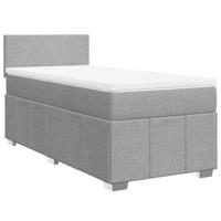 Boxspring met matras stof lichtgrijs 90x200 cm - thumbnail