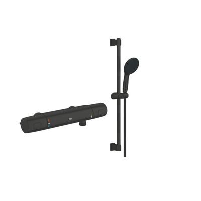 GROHE Precision Trend QuickFix Douchekraan - thermostatisch - met glijstangset - HOH 12cm - matte black (zwart) SW1126845 / SW1126516 GROHE Precision Trend QuickFix Douchekraan - thermostatisch - met glijstangset - HOH 12cm - matte black (zwart) SW1126845 / SW1126516