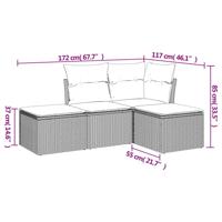 4-delige Loungeset met kussens poly rattan bruin - thumbnail