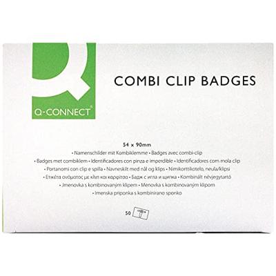 Q-CONNECT badge met combiklem 90 x 54 mm, doos van 50 stuks