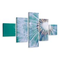 Schilderij - Paardenbloem close-up, 5luik, premium print - thumbnail