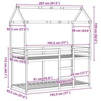 Stapelbedframe zonder matras massief grenenhout 90x190 cm - thumbnail