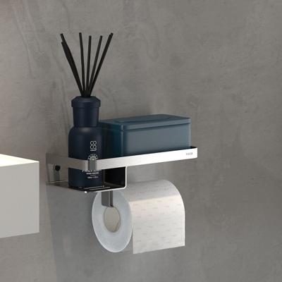 Tiger Toiletrolhouder Caddy Met Planchet RVS Geborsteld