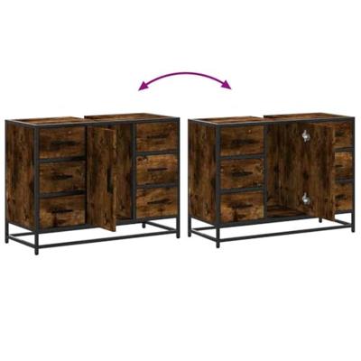 Wastafelkast 80x33x60 cm bewerkt hout gerookt eikenkleurig Wastafelkast 80x33x60 cm bewerkt hout gerookt eikenkleurig