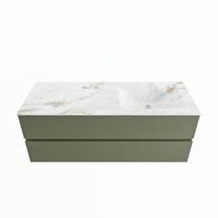 MONDIAZ VICA-DLUX 130cm badmeubel onderkast Army 2 lades. Inbouw wastafel CLOUD rechts zonder kraangat, kleur Frappe. - thumbnail