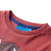 Kindershirt met lange mouwen runderprint 104 roodbruin - thumbnail