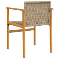 Tuinstoelen 2 st met kussens poly rattan en massief hout beige - thumbnail