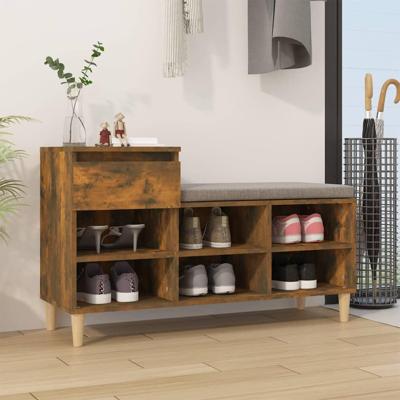 Schoenenkast 102x36x60 cm bewerkt hout gerookt eikenkleurig