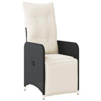 Tuinstoelen 2 st verstelbaar met tafel poly rattan zwart - thumbnail