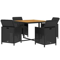 5-delige Tuinset met kussens poly rattan zwart - thumbnail