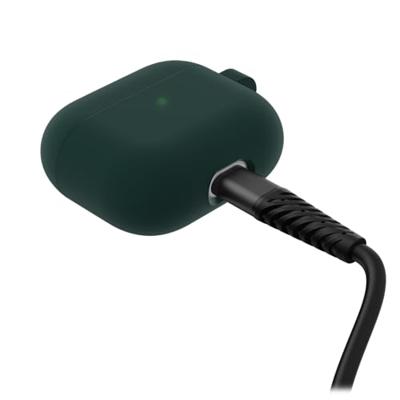 OtterBox Soft Touch-koptelefoonhoes voor AirPods 3e Gen 2021, schokbestendig, valbestendig, ultradun, kras- en krasbeschermhoes voor Apple AirPods, inclusief karabijnhaak, Donkergroen