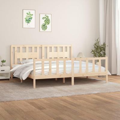 Bedframe met hoofdbord massief grenenhout 200x200 cm