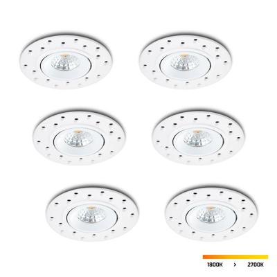 Trimless LED-inbouwspot set 6 stuks Sola wit 5W dim-to-warm