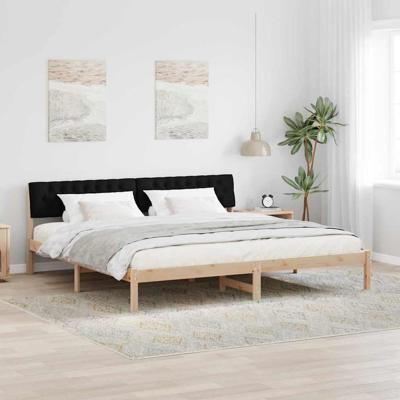 Bedframe Bruin en zwart 200 x 200 cm Massief grenenhout