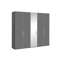 Goossens Kledingkast Easy Storage Ddk, Kledingkast 253 cm breed, 220 cm hoog, 4x glas draaideur en 1x spiegel draaideur midden - thumbnail