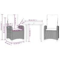 3-delige Tuinset met kussens poly rattan zwart - thumbnail