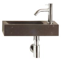 Differnz Luxor fonteinset natuursteen zwart kraan gebogen chroom 38 x 14 x 8 cm - thumbnail