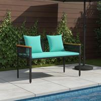 Tuinbank Zwart en Turquoise 117 x 54 x 74.5 cm poly rattan - thumbnail