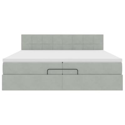 Ottoman bed met matras 200x200 cm fluweel lichtgrijs