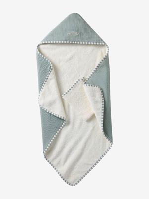 Cadeausets: badjas met omkeerbare capuchon en washandje ENVIE DE FRAISE saliegroen