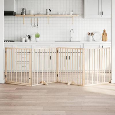 Hondenhek inklapbaar met deur 4 panelen 320 cm populierenhout