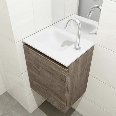 MONDIAZ OLAN 40cm toiletmeubel dark brown. LEX wastafel talc links 1 kraangat