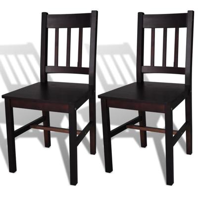 VidaXL Eetkamerstoelen 2 st grenenhout donkerbruin